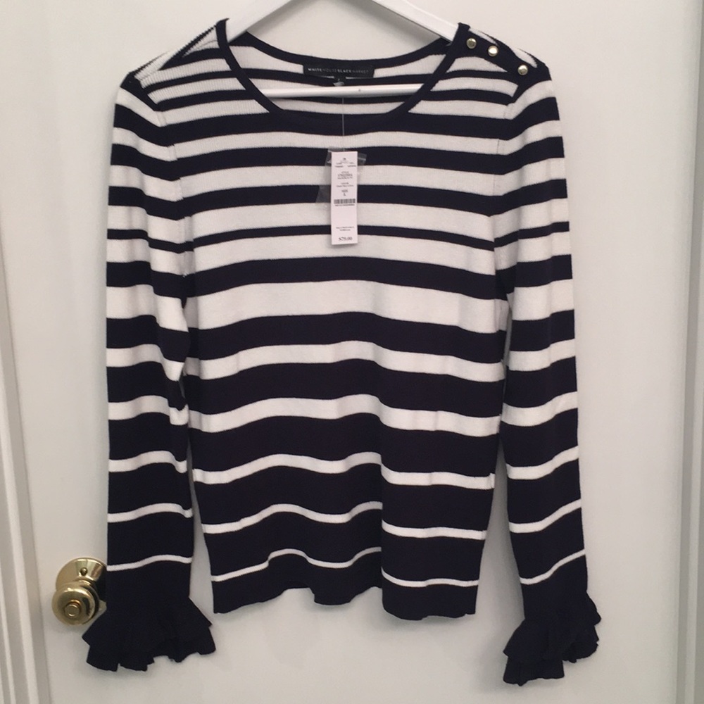 White House Black Market navy & ecru sweater - Picture 1 of 4